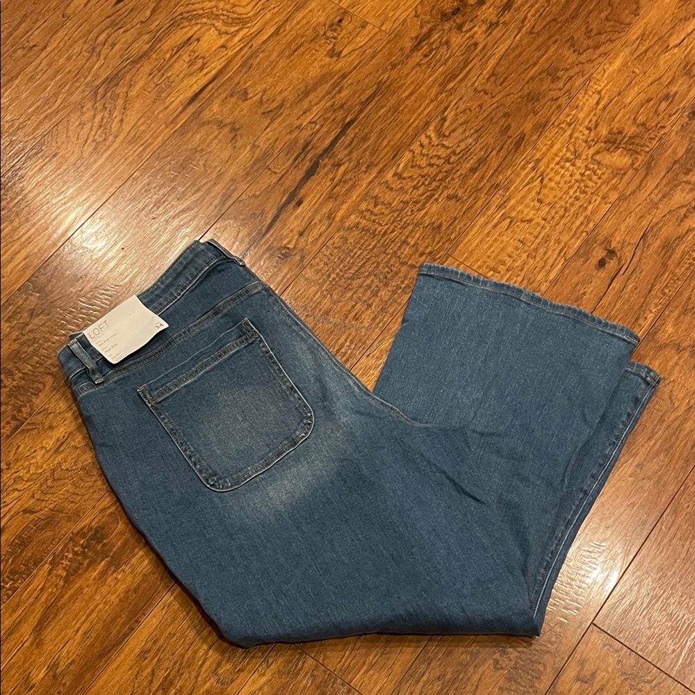 NEW NWT LOFT Curvy Braided High Rise Kick Crop Jeans Classic Mid Wash Size 34 - Picture 4 of 10